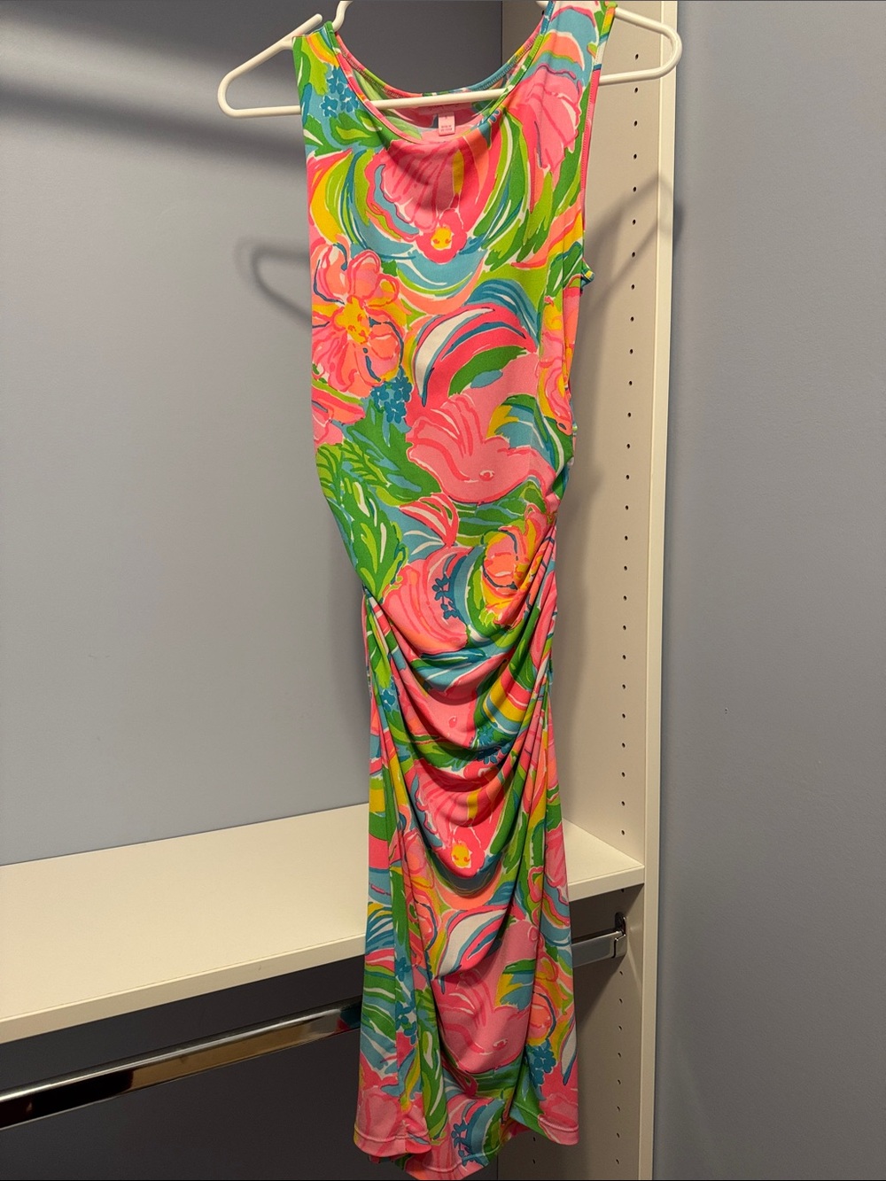 Lilly Pulitzer Madeira Side-Ruched Bodycon Dress "So A Peeling" Print - Size S